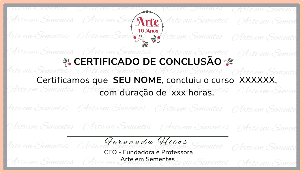 Certificado Arte em sementes